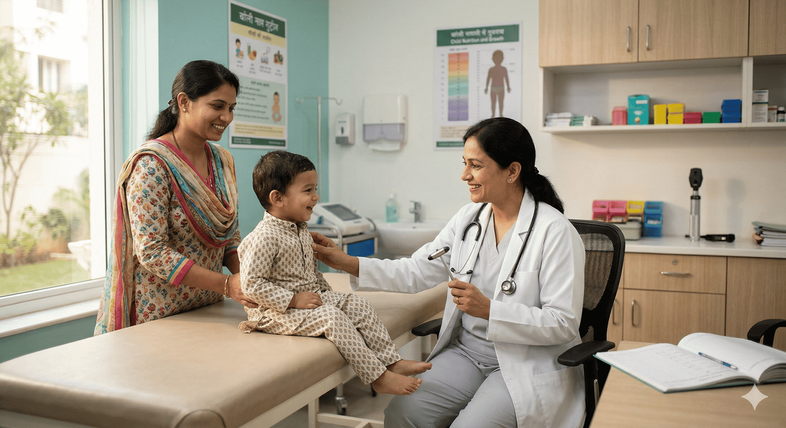 Paediatrician examining a child at Vivekananda Hospital Begumpet Hyderabad