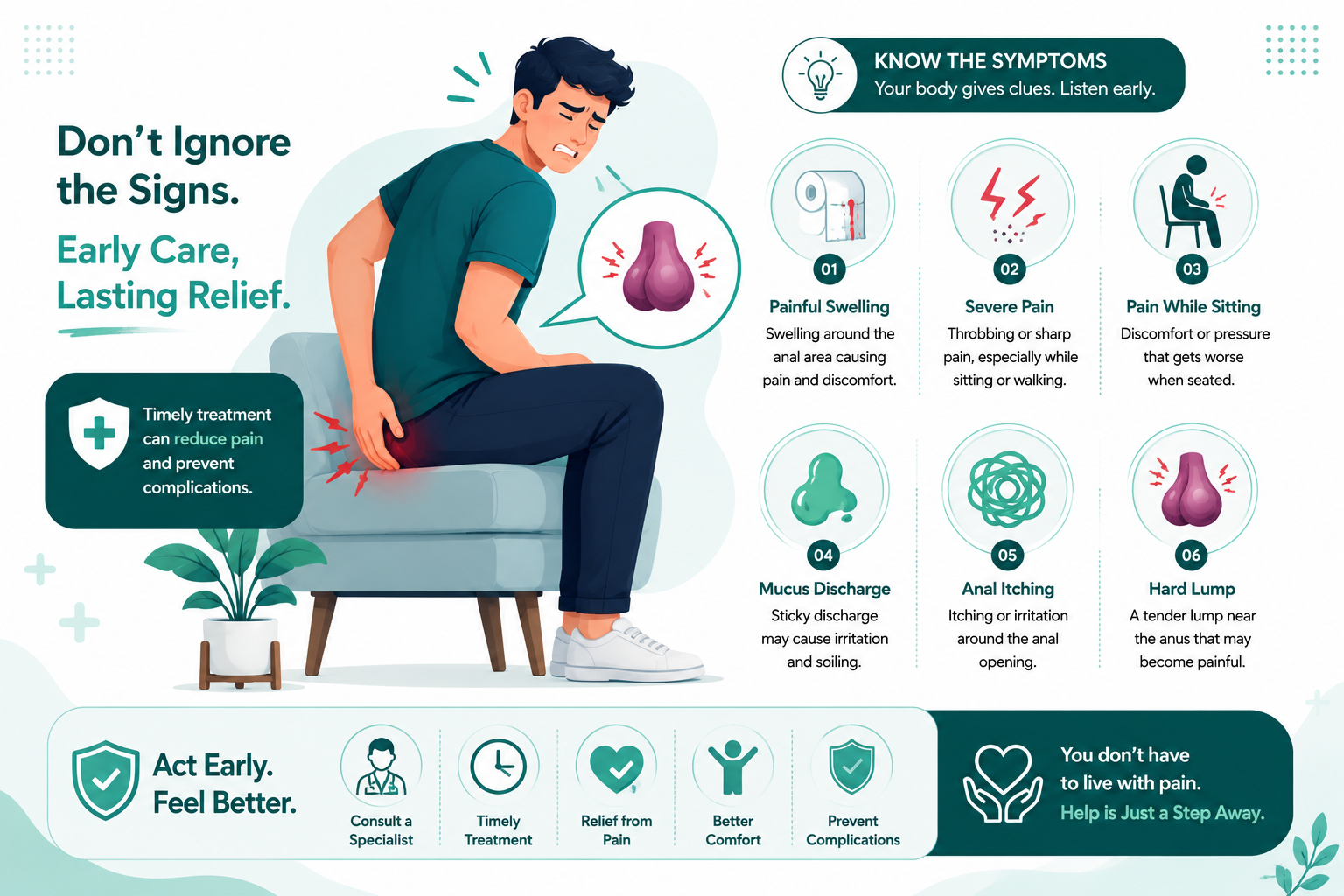 Thrombosed piles care at Vivekananda Hospital, Begumpet: a minor procedure within 48 to 72 hours relieves the pain of a clotted external haemorrhoid
