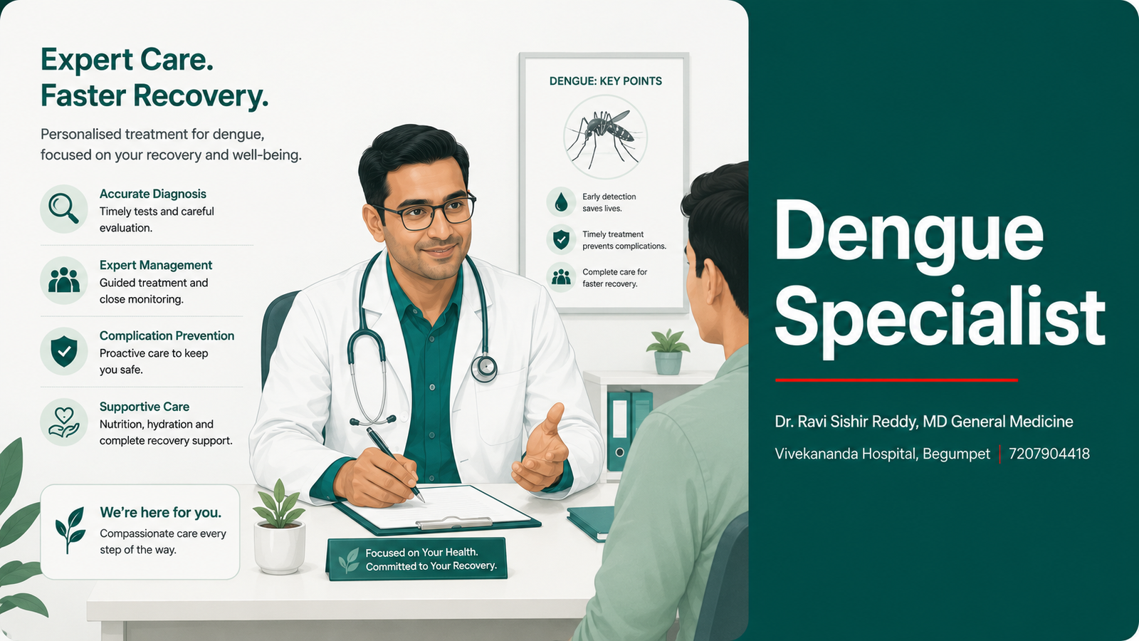 Dengue specialist in Hyderabad, Dr. Ravi Sishir Reddy, MD General Medicine, at Vivekananda Hospital, Begumpet