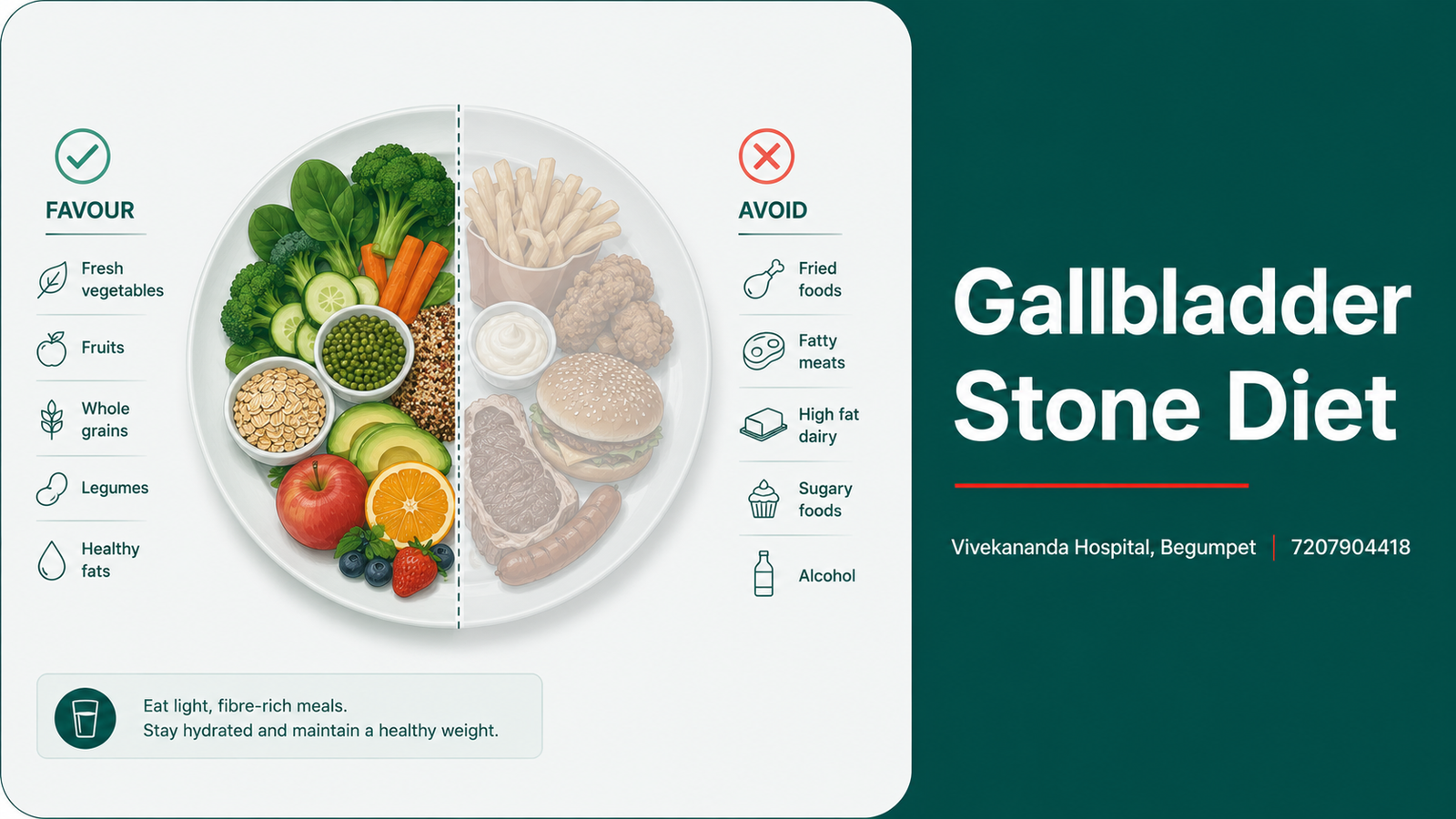Gallbladder stone diet: high-fibre vegetables, fruit and whole grains to favour, fried and fatty foods to avoid