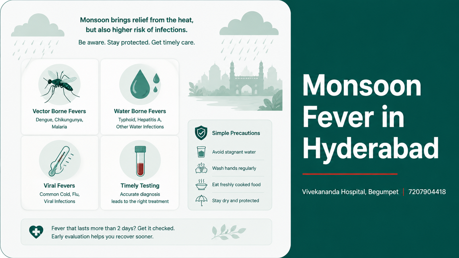 Monsoon fever in Hyderabad: dengue, typhoid, chikungunya and malaria look alike early and need testing