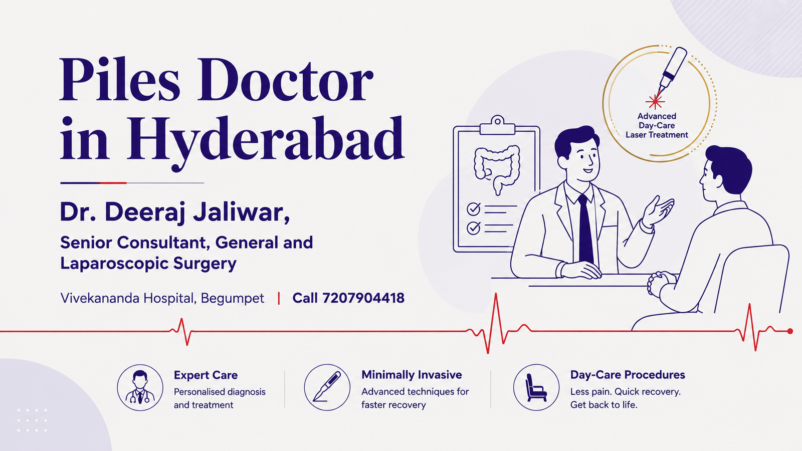 Dr. Deeraj Jaliwar, piles doctor in Hyderabad at Vivekananda Hospital, Begumpet
