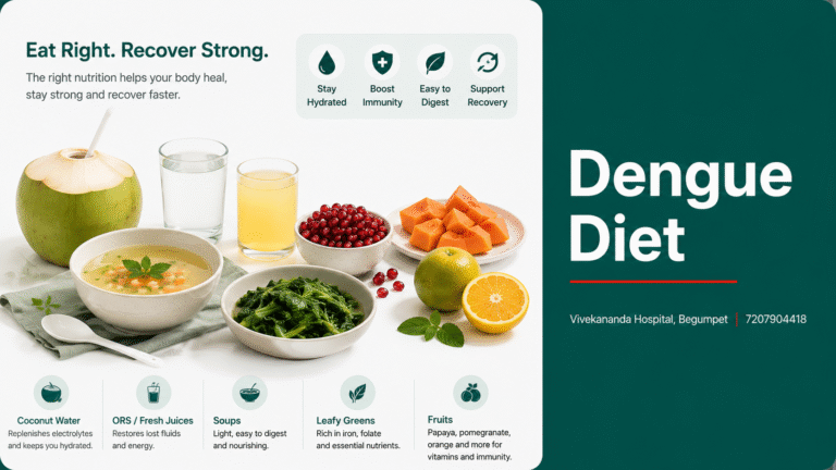 Dengue diet: fluids, vitamin C fruits, protein and iron-rich foods to support platelet recovery